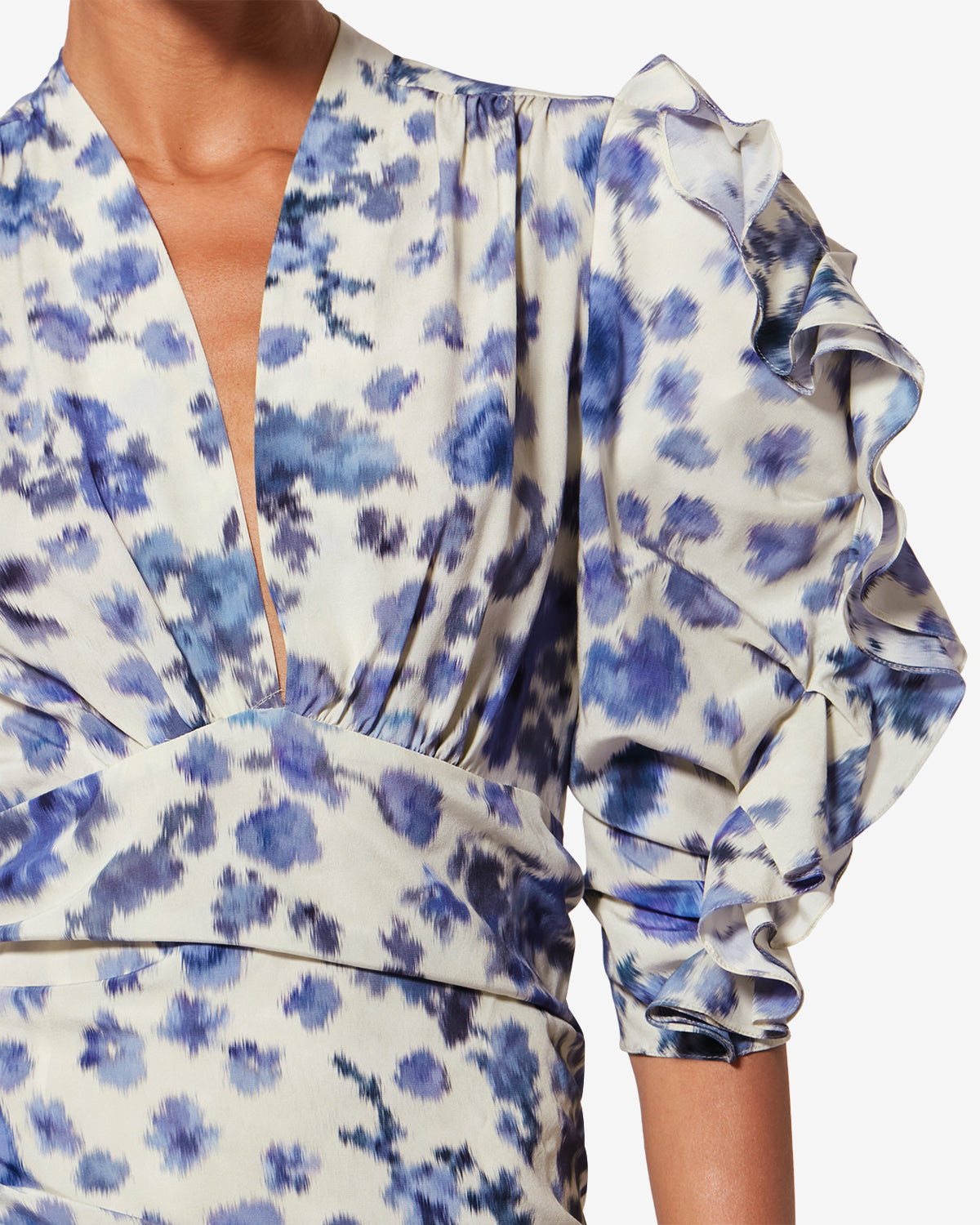 Abito corto in seta stretch stampata doris - Blu - Woman - 2