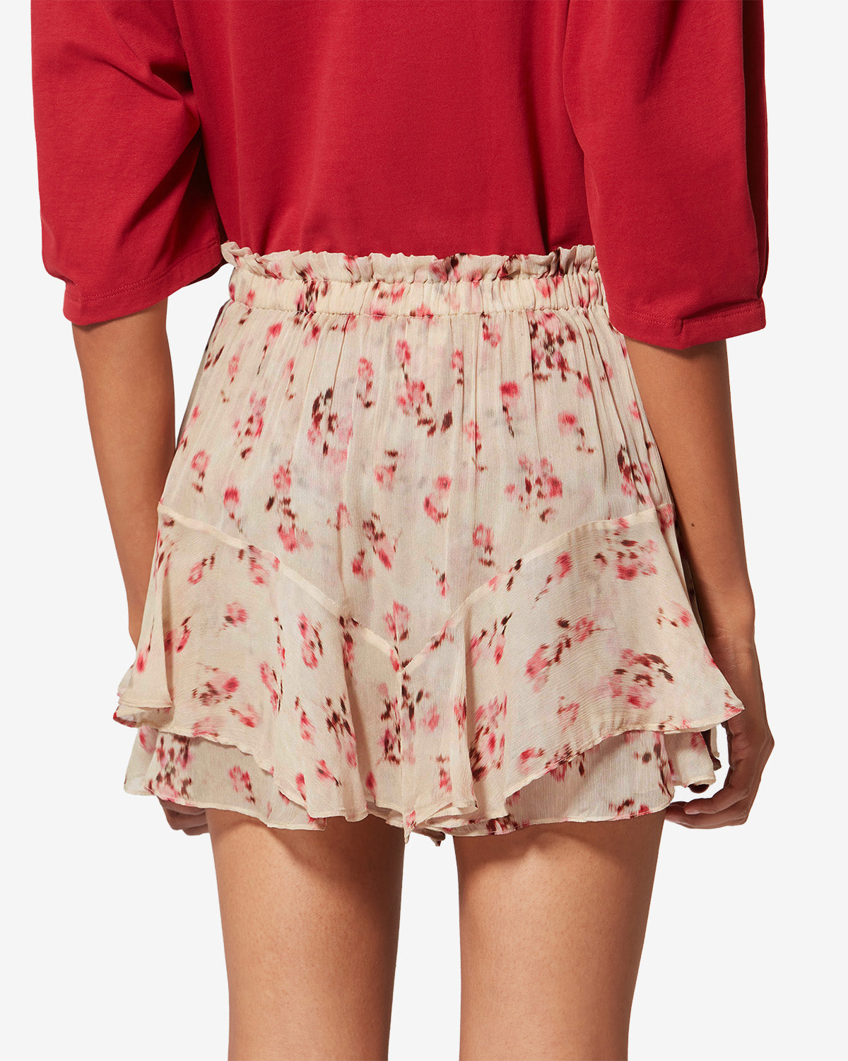 Flowing printed muslin shorts - Beige - Woman - 4