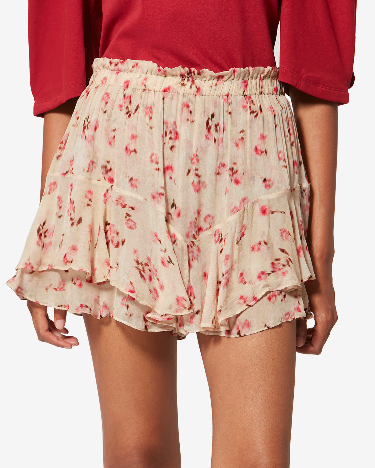 Flowing printed muslin shorts - Beige - Woman - 3