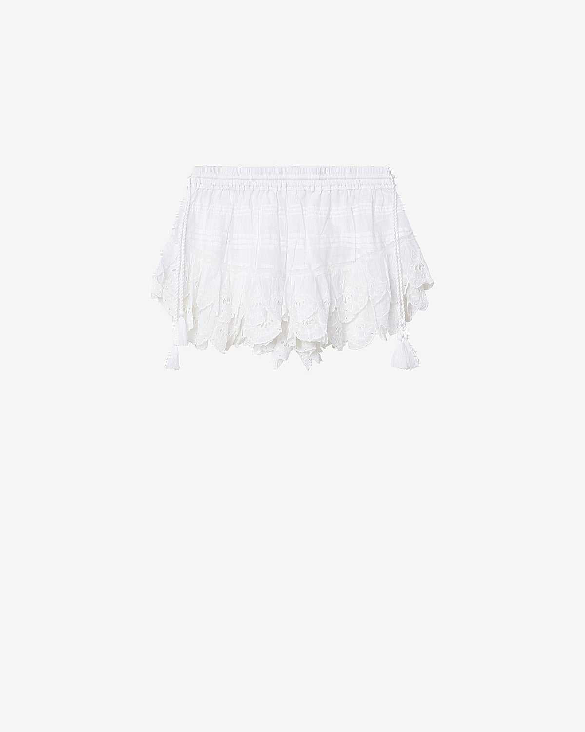 Puria short ruffled cotton and floral lace skort - White - Woman - 5