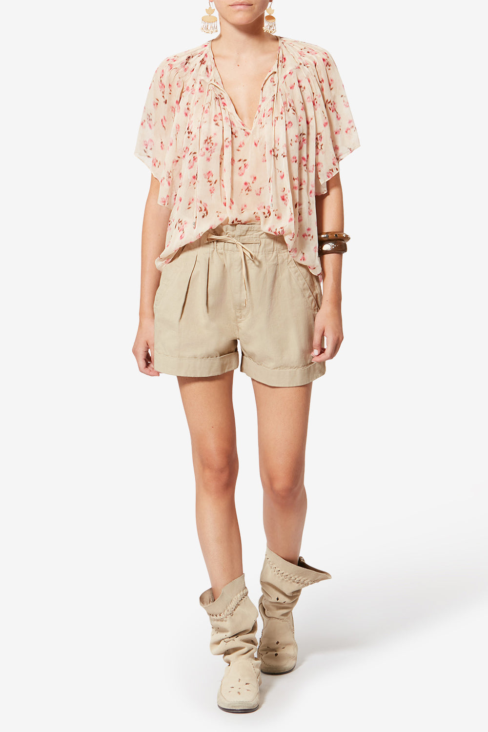 Short nirma en lona de lino y algodón - Beige - Woman - 2