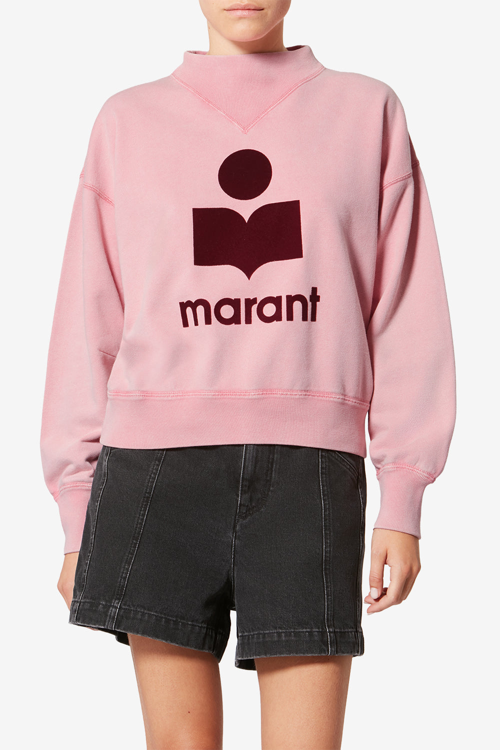 Moby cotton sweatshirt with logo - Bubblegum-burgundy - Woman - 4