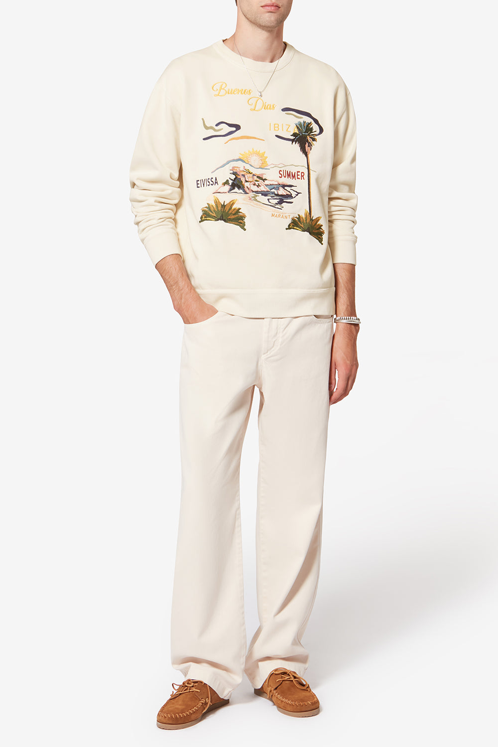 Sweatshirt mikoy en coton à motifs brodés - Écru - Man - 2