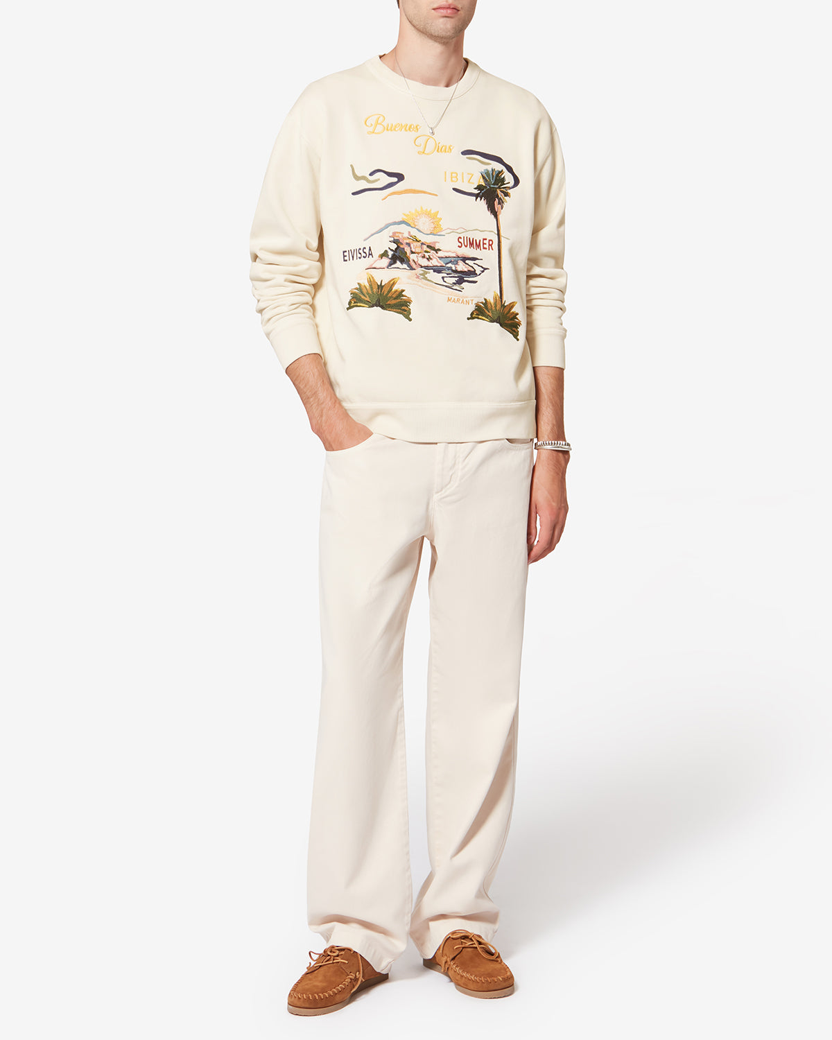 Mikoy embroidered cotton sweatshirt - Ecru - Man - 1