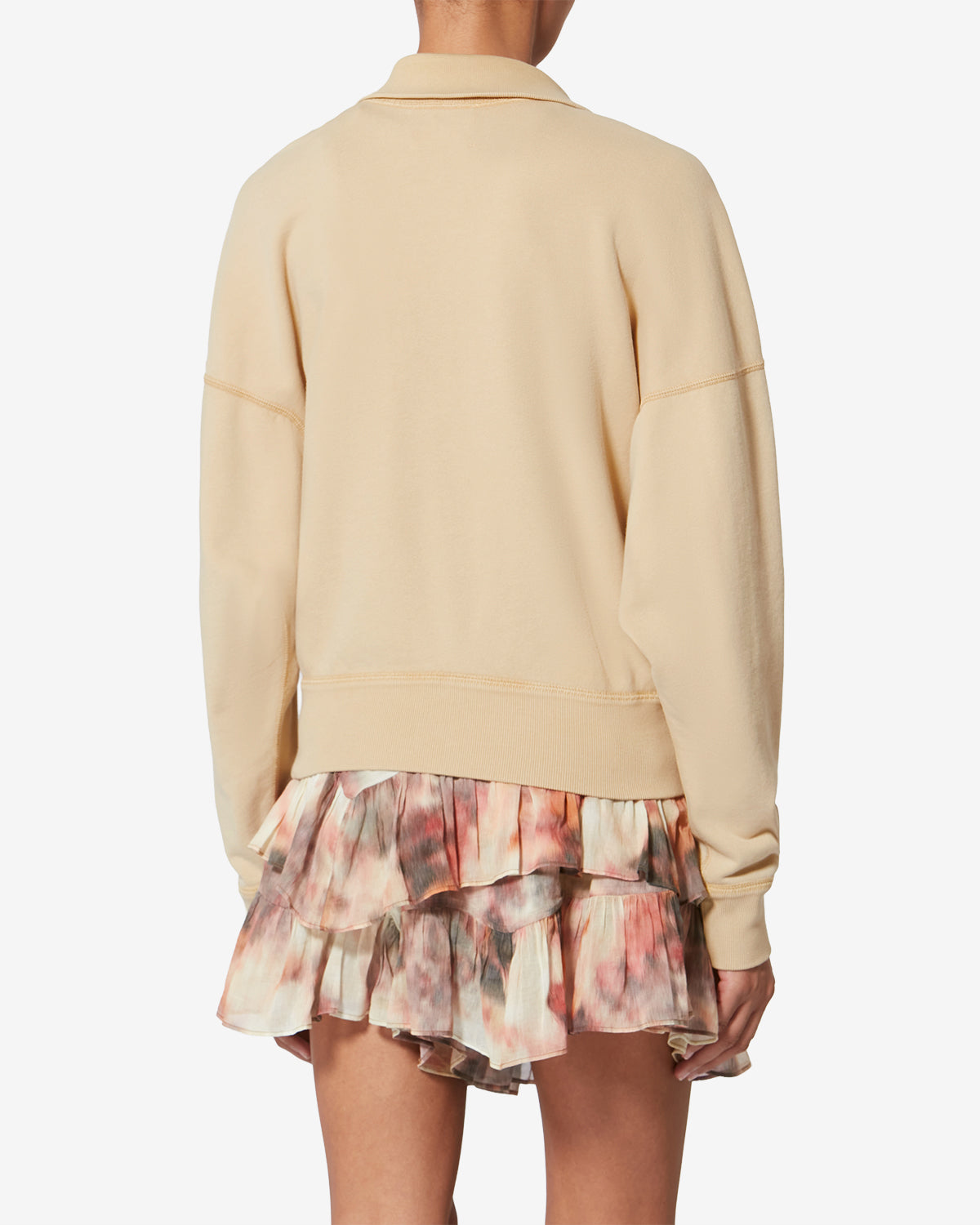 Sweatshirt ross en coton à col montant - Ocre clair - Woman - 4