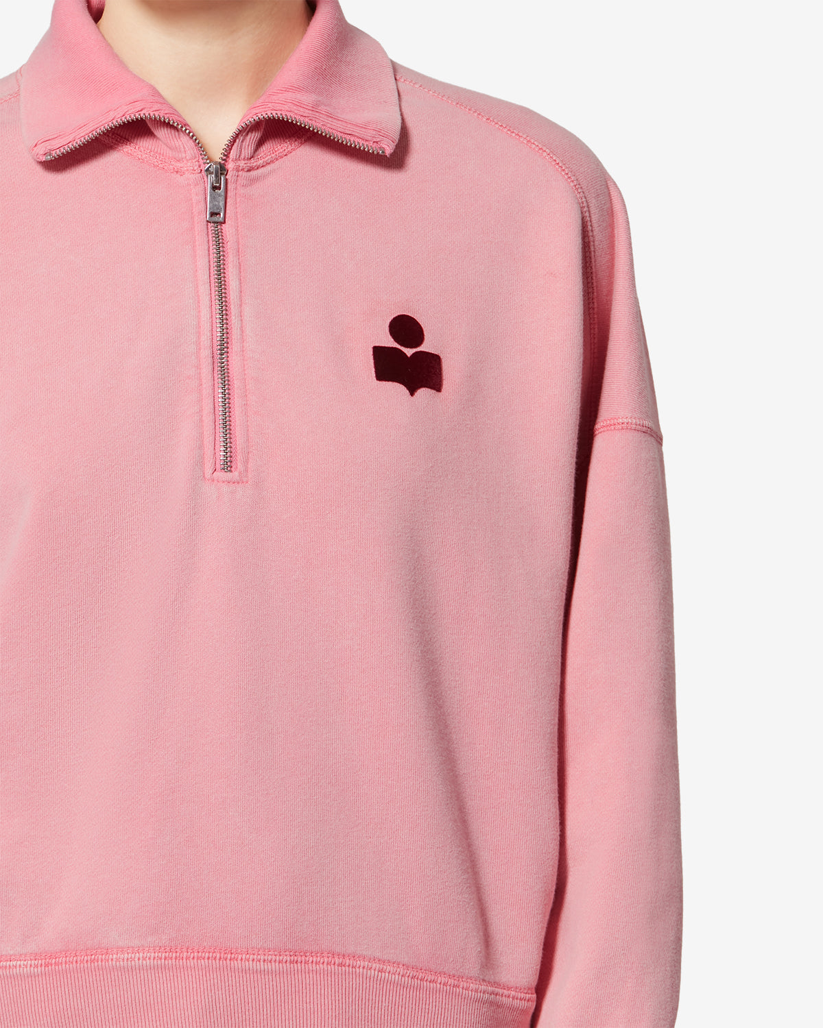 Ross cotton stand-up collar sweatshirt - Bubblegum-burgundy - Woman - 2