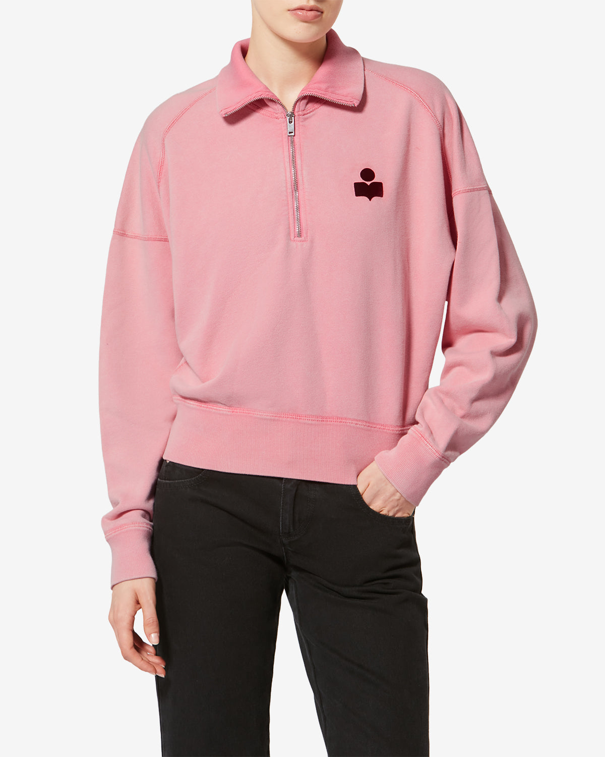 Ross cotton stand-up collar sweatshirt - Bubblegum-burgundy - Woman - 3