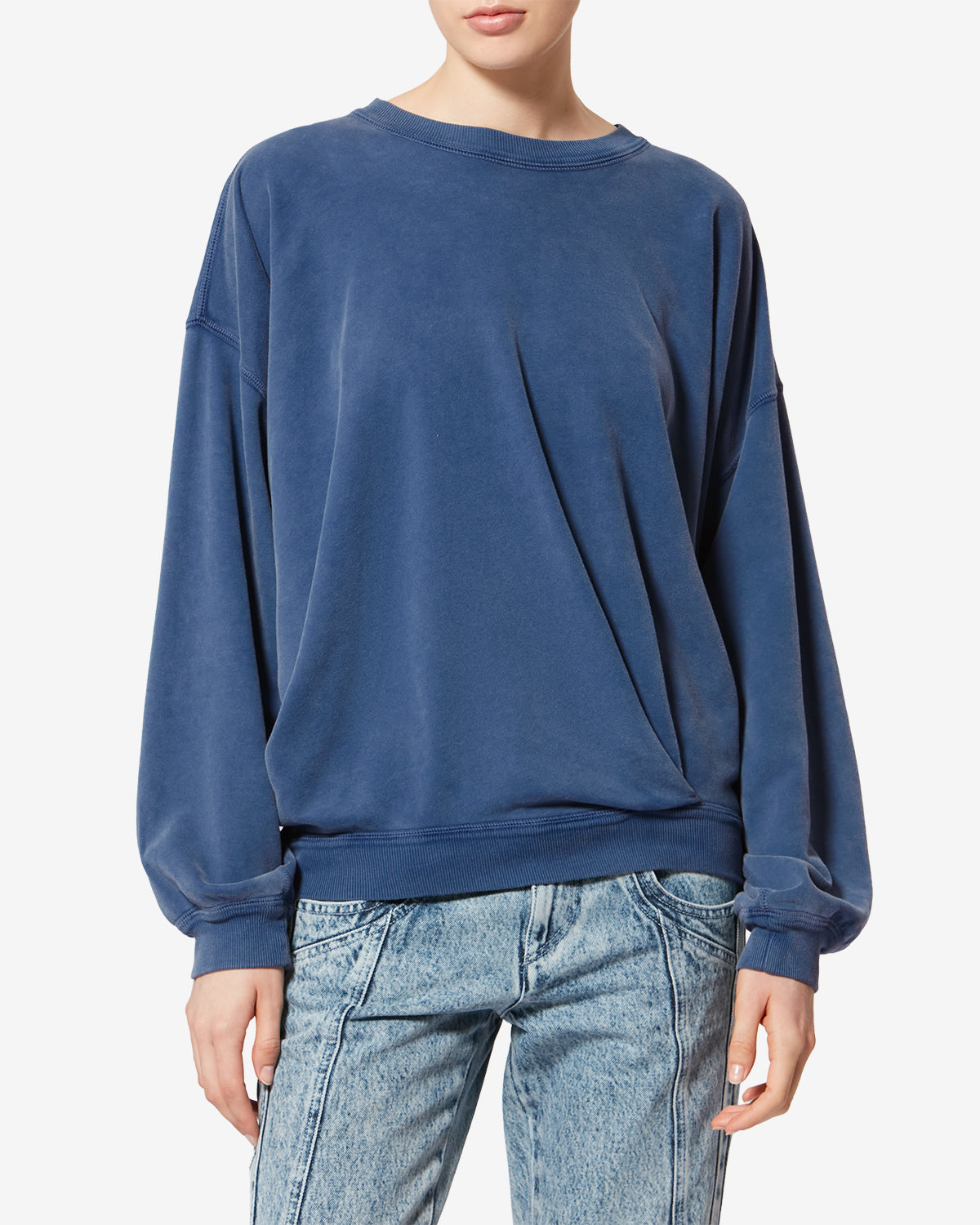 Sauria washed cotton sweatshirt - Indigo - Woman - 3