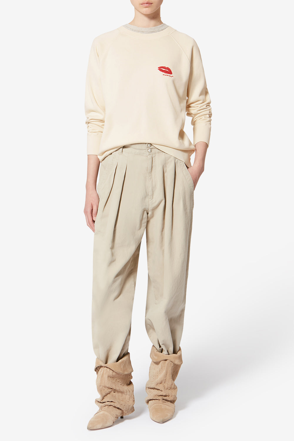 Felpa millyny in cotone con logo - Ecru - Woman - 2