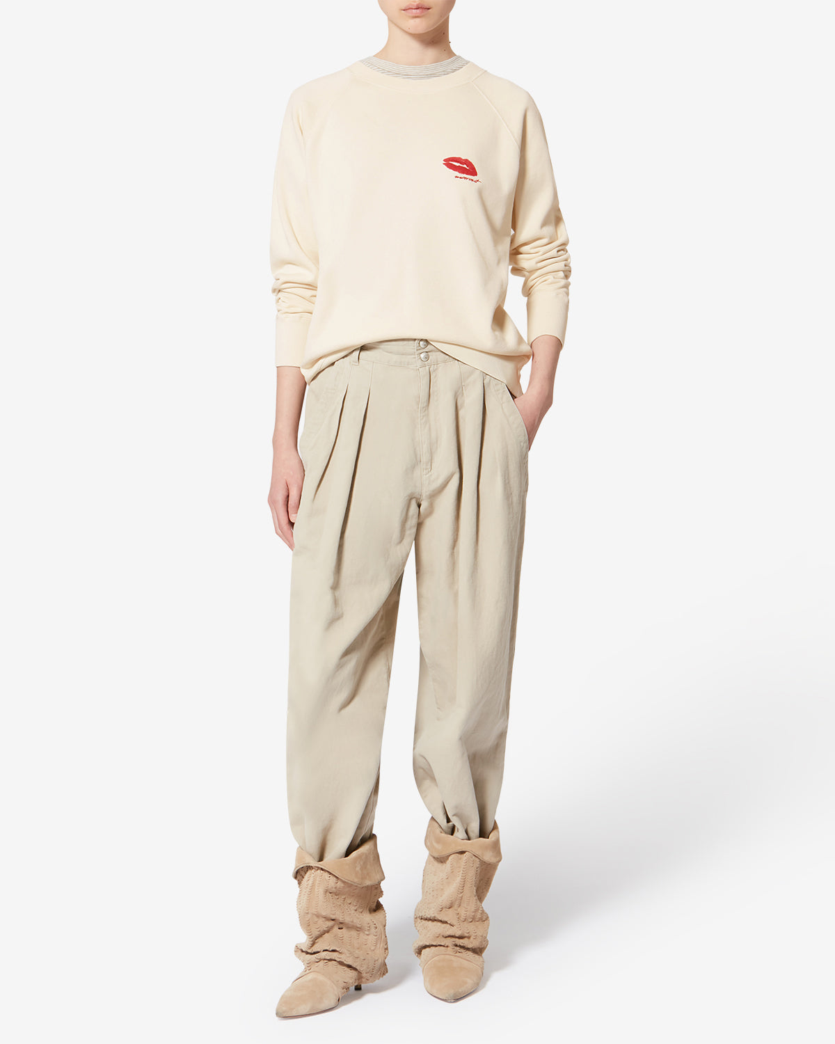 Felpa millyny in cotone con logo - Ecru - Woman - 1