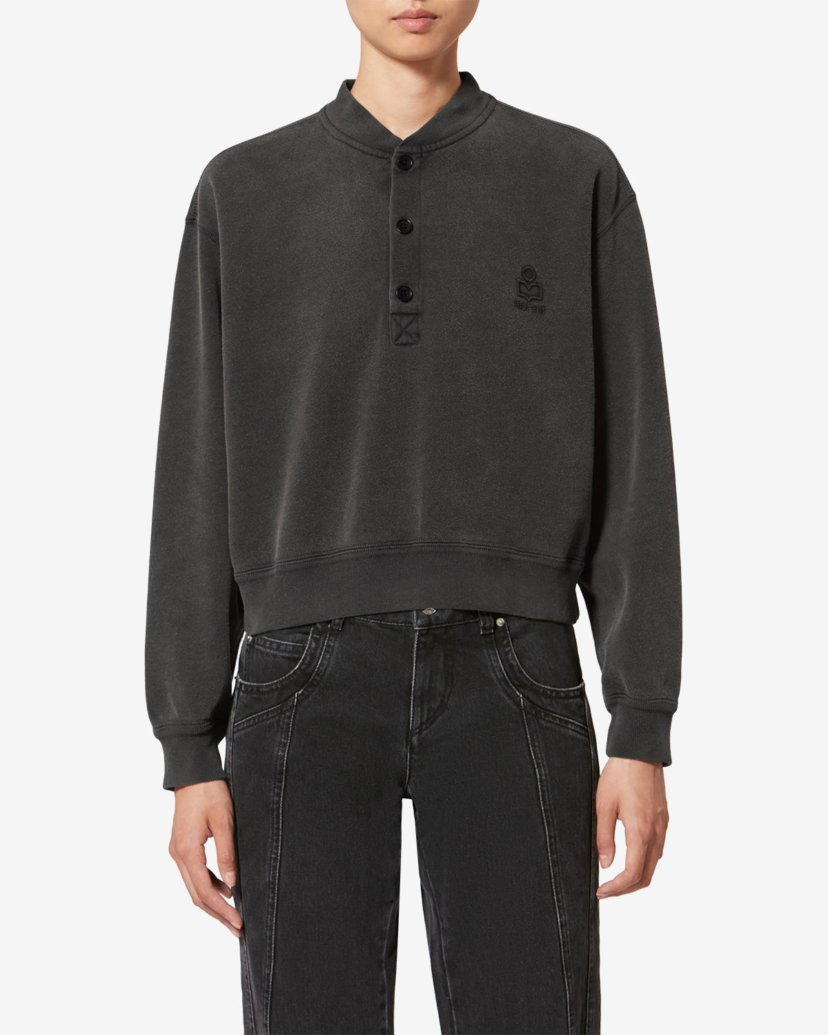 Felpa simony in cotone con logo - Nero lavato - Woman - 3