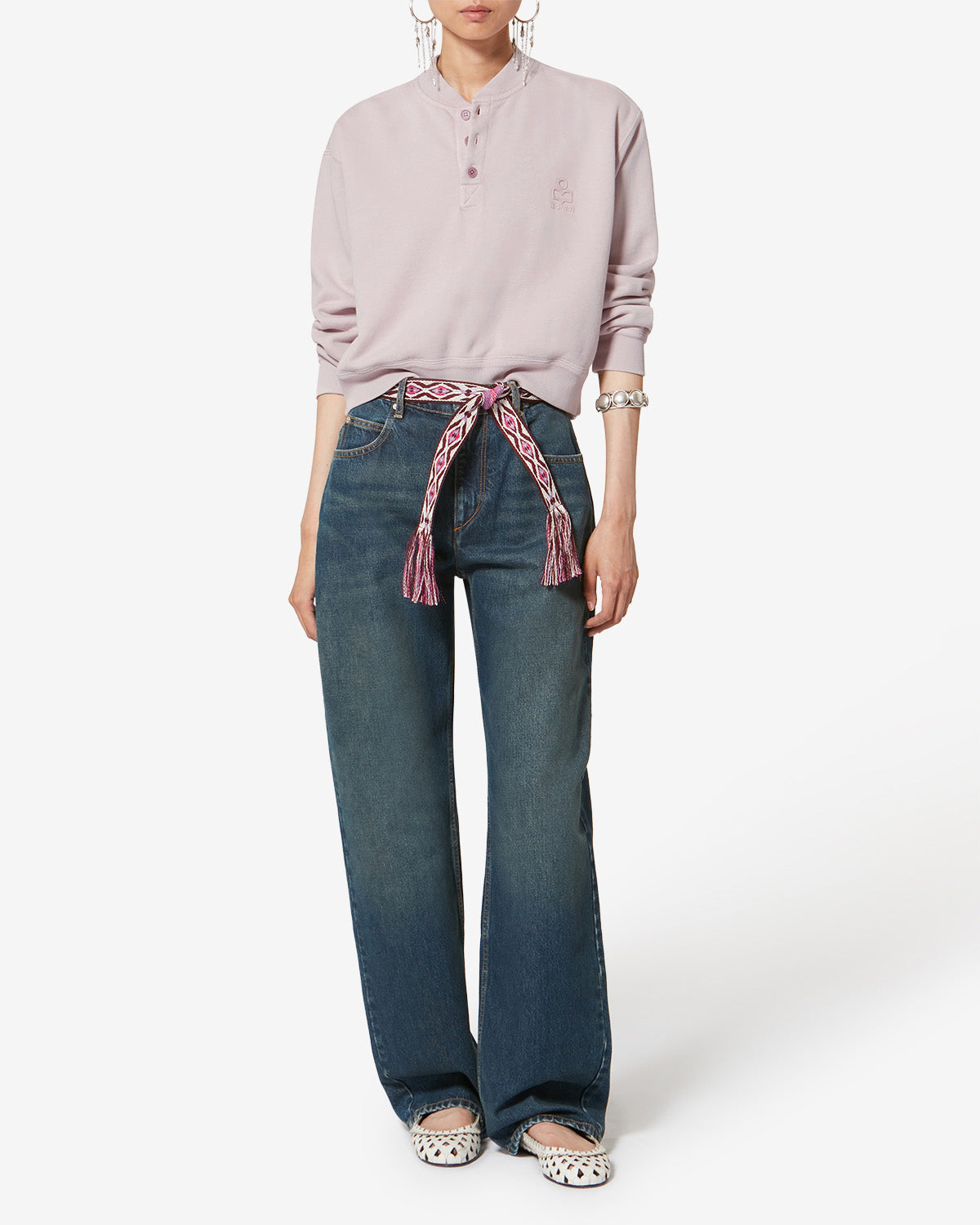 Sweatshirt simony en coton à logo - Rose clair - Woman - 1