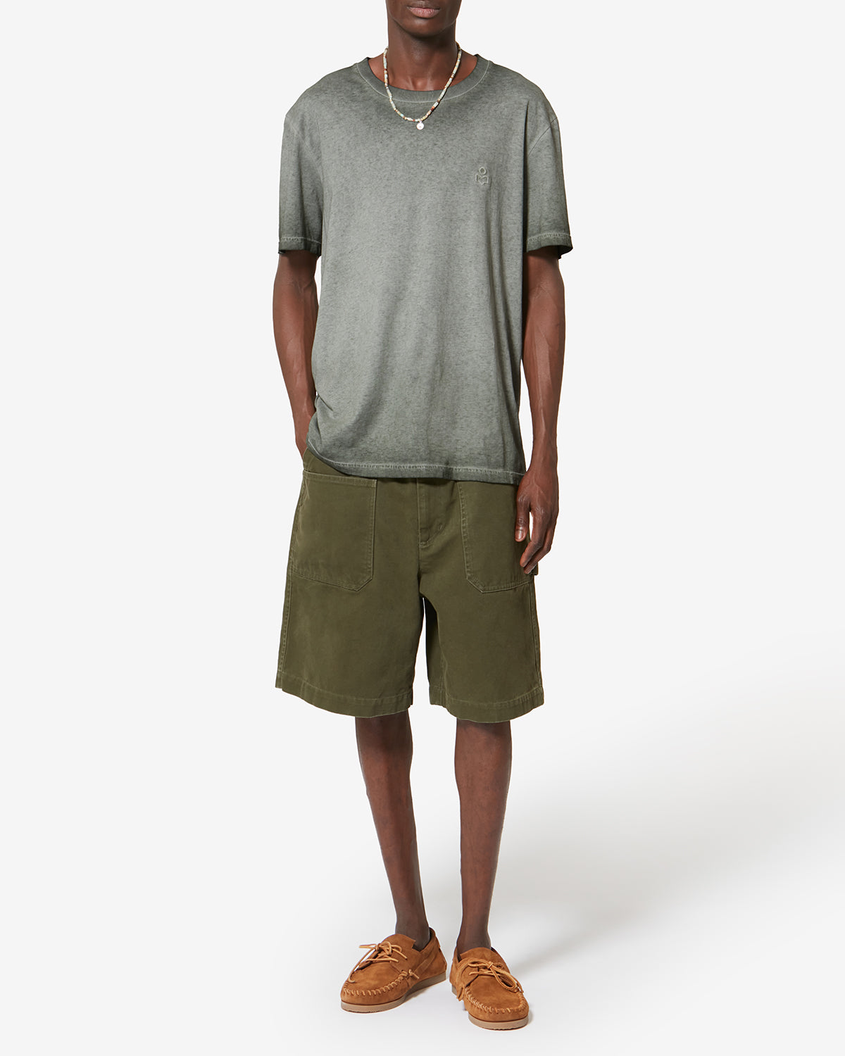 Camiseta de manga corta honoré en algodón lavado vintage - Caqui - Man - 1