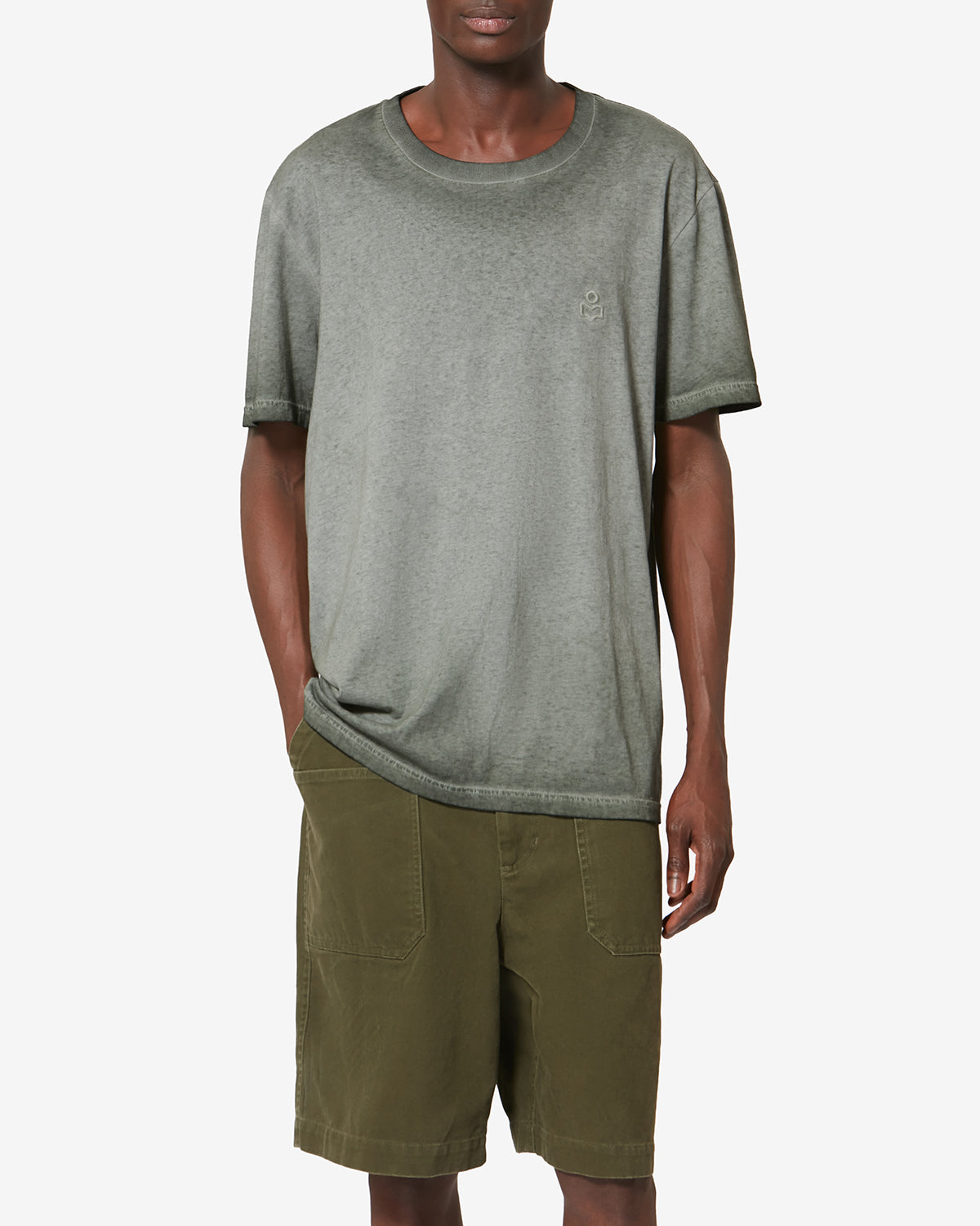 Camiseta de manga corta honoré en algodón lavado vintage - Caqui - Man - 3