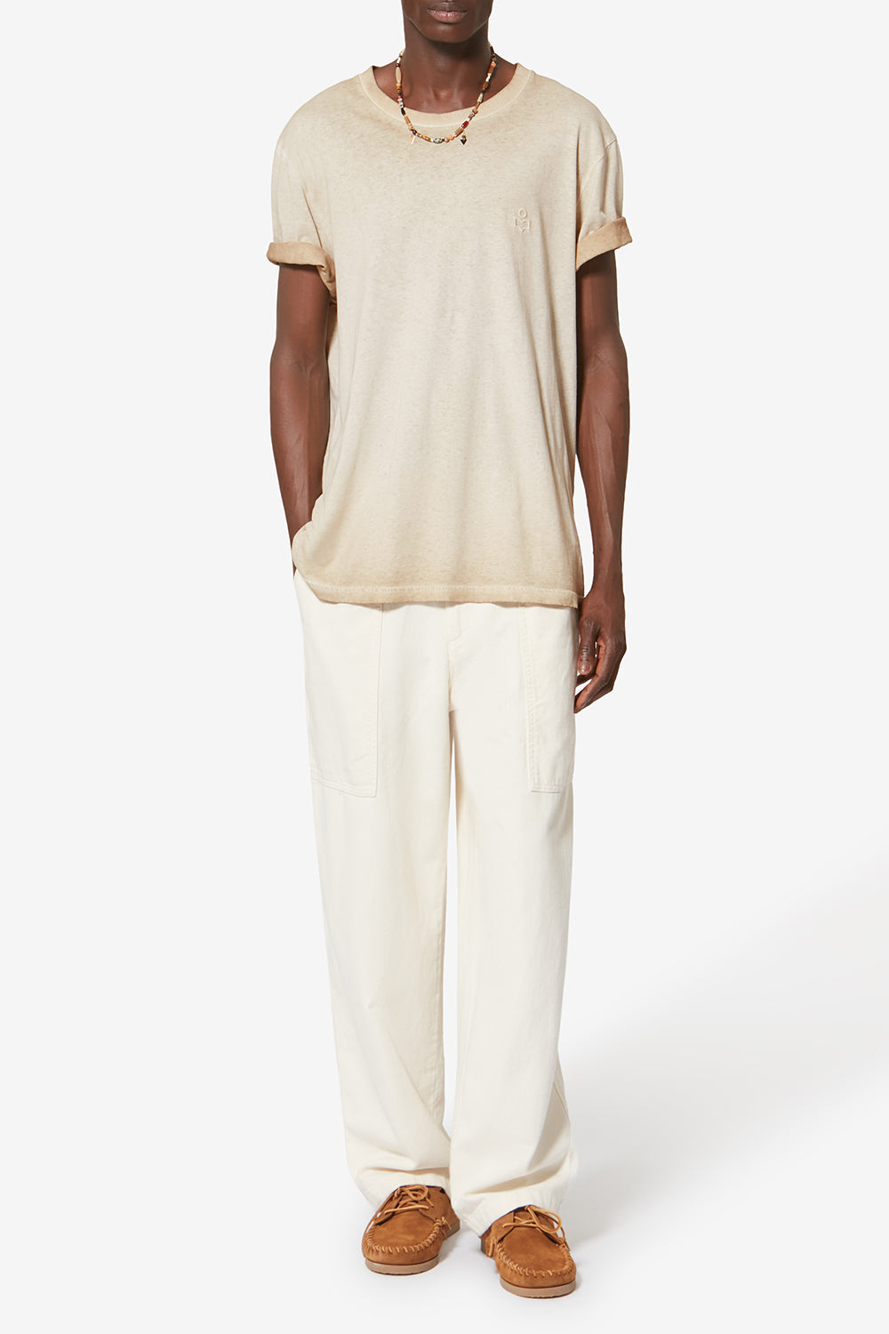 Camiseta de manga corta honoré en algodón lavado vintage - Beige - Man - 2