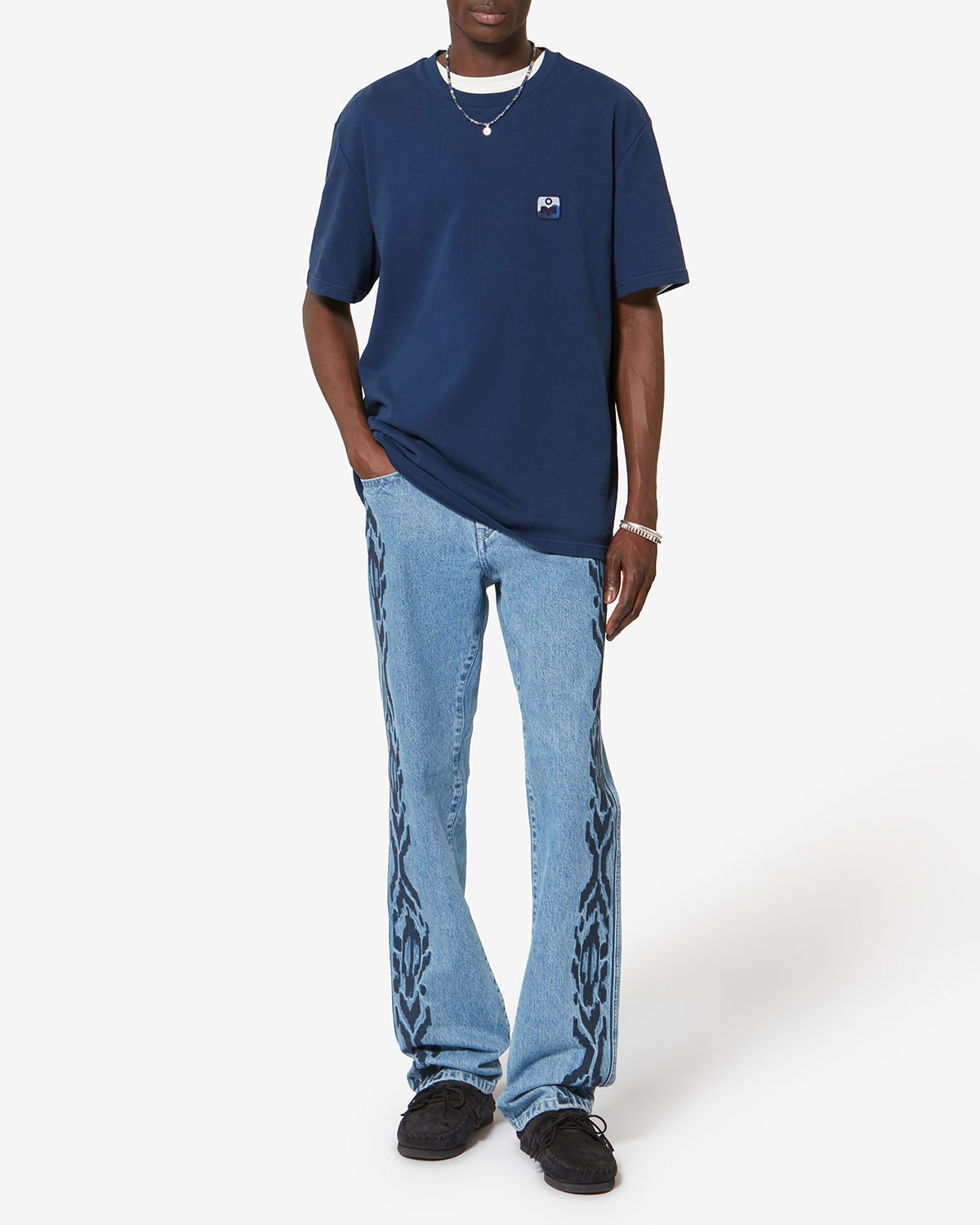 T-shirt a maniche corte hugo in cotone con inserto - Indigo - Man - 1