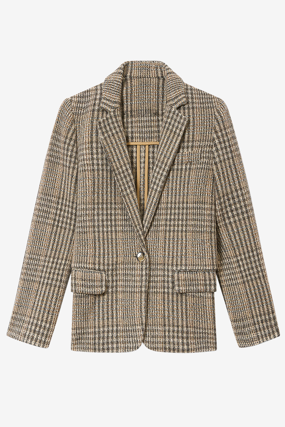Charlyne checkered virgin wool jacket - Beige - Woman - 1