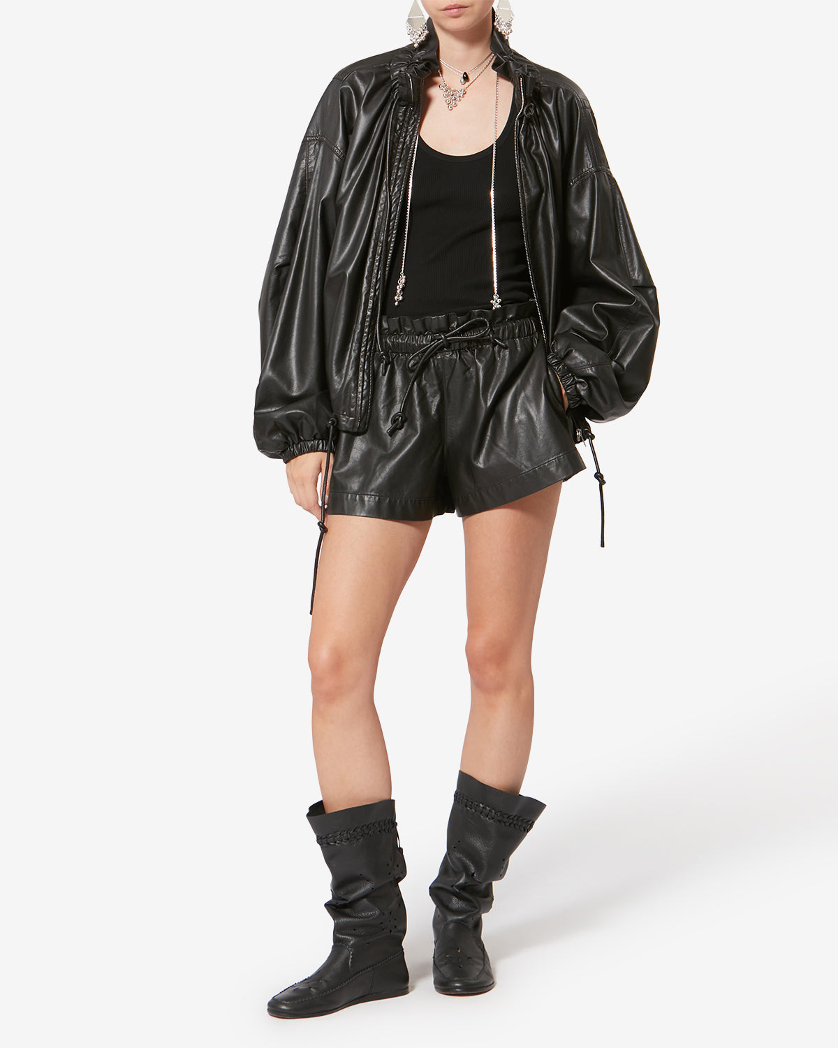 Neela jacket in fine and supple faux leather - Black - Woman - 1