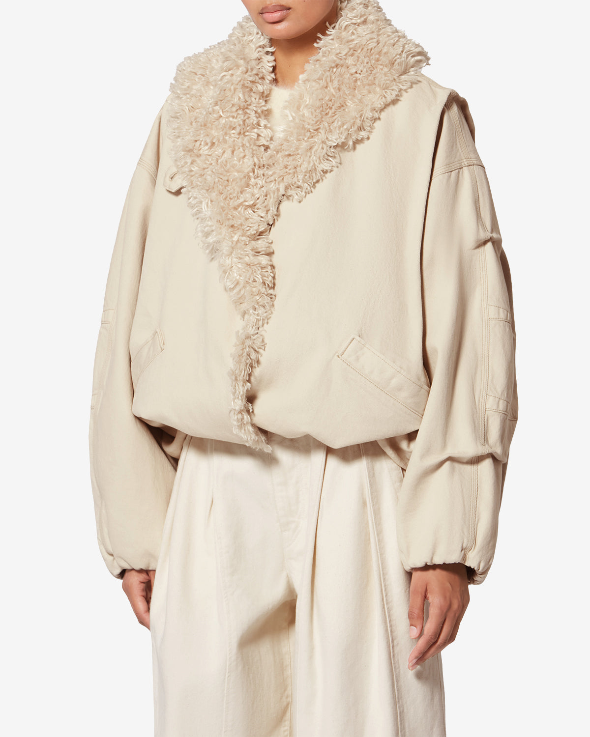 Giacca charone in denim - Ecru - Woman - 3