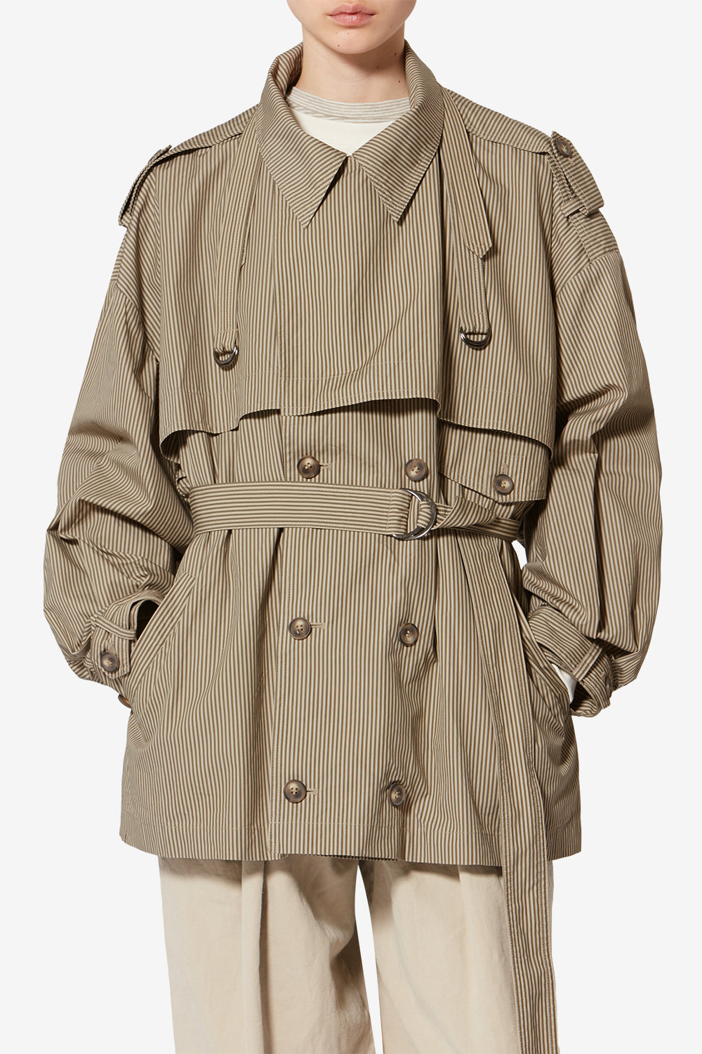 Giacca claya in cotone a righe - Beige-khaki - Woman - 4