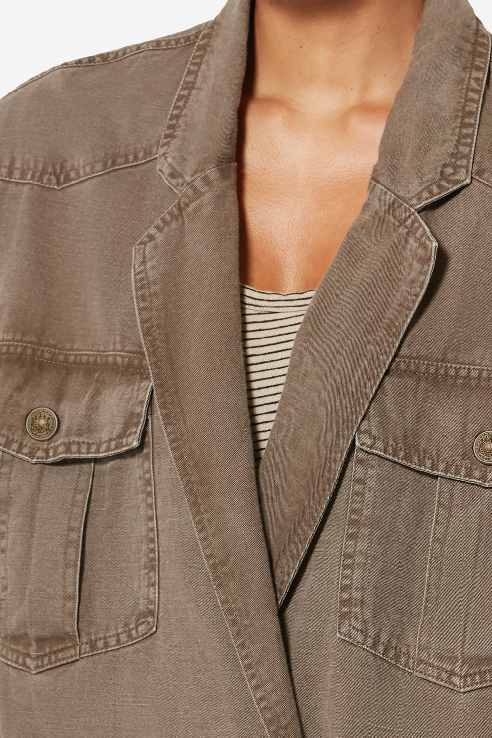 Chaqueta nevala en lona de lino y algodón - Dark bronze - Woman - 3