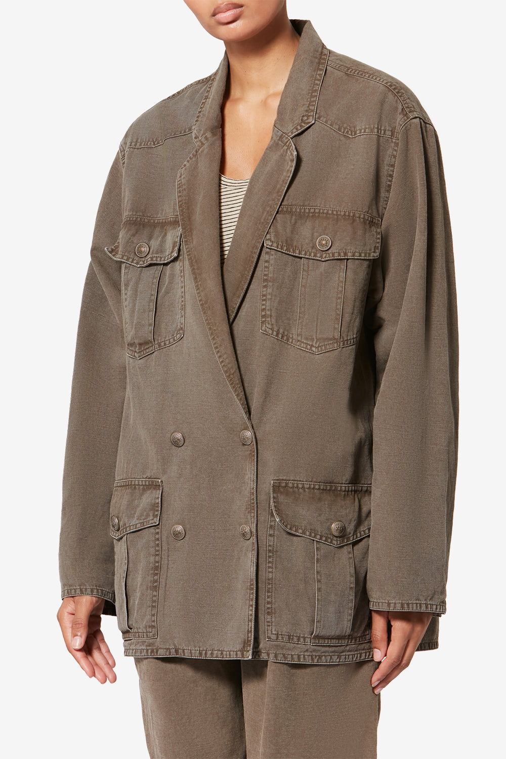 Chaqueta nevala en lona de lino y algodón - Dark bronze - Woman - 4