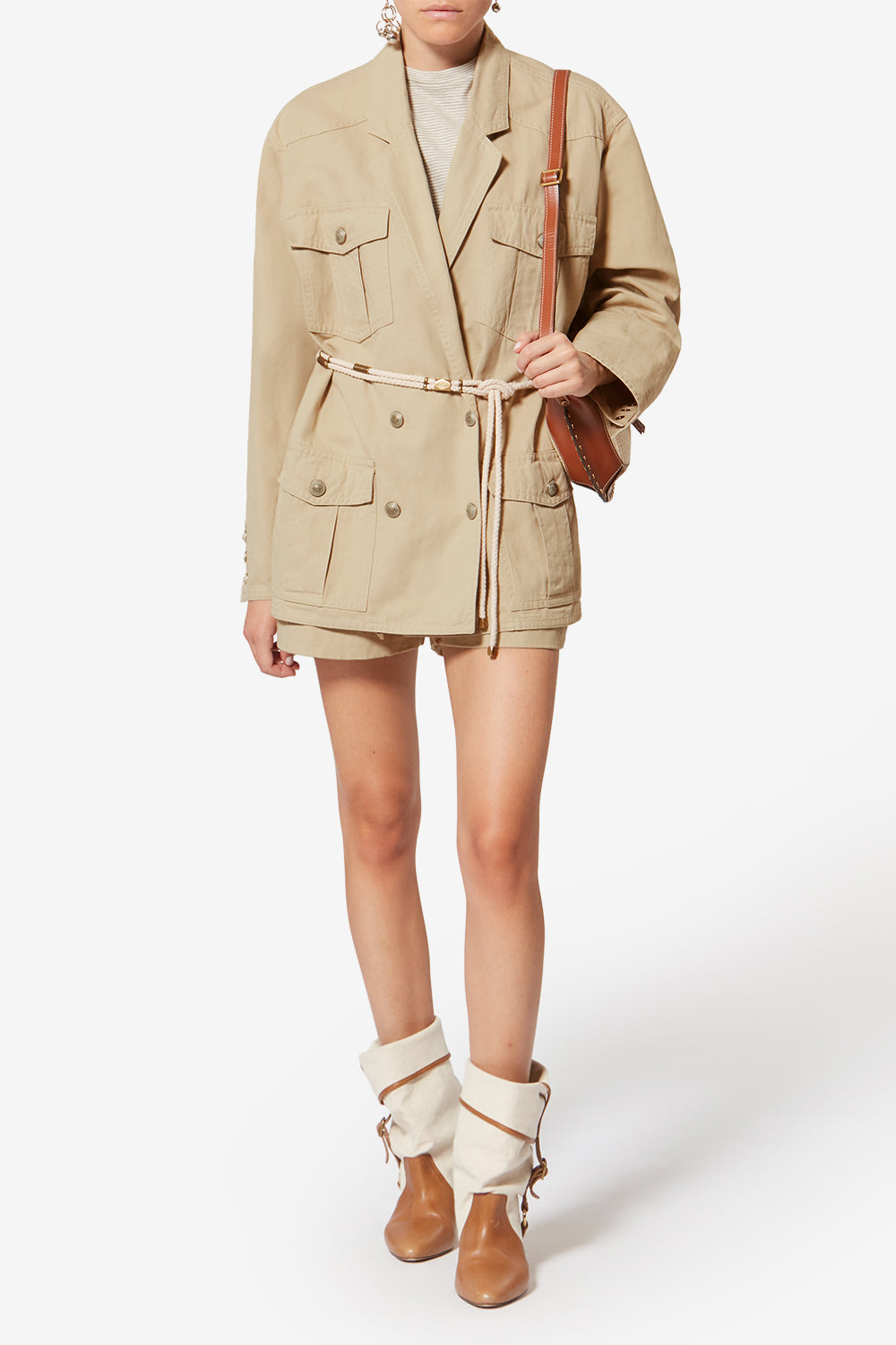 Chaqueta nevala en lona de lino y algodón - Beige - Woman - 2