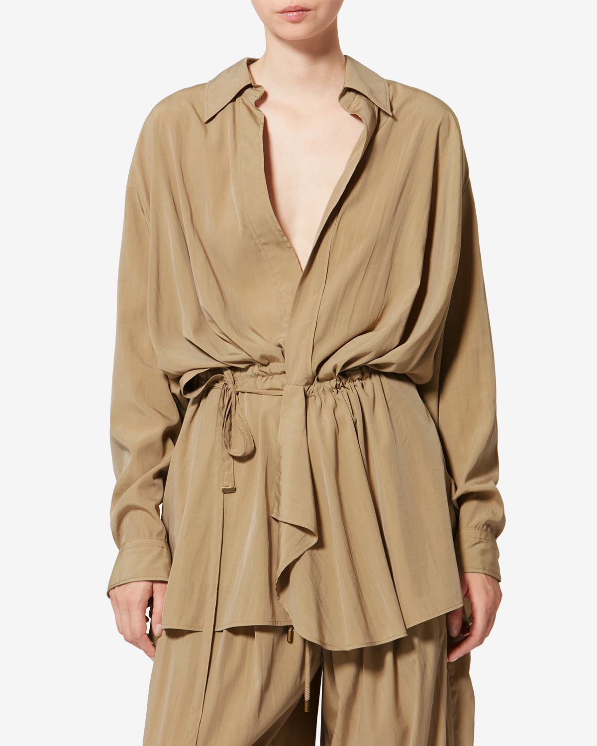 ISABEL MARANT ⭐︎ノーカラージャケット ⭐︎38⭐︎金ボタン⭐︎ラムレザー KEREN JACKET Woman khaki | ISABEL MARANT Official online store